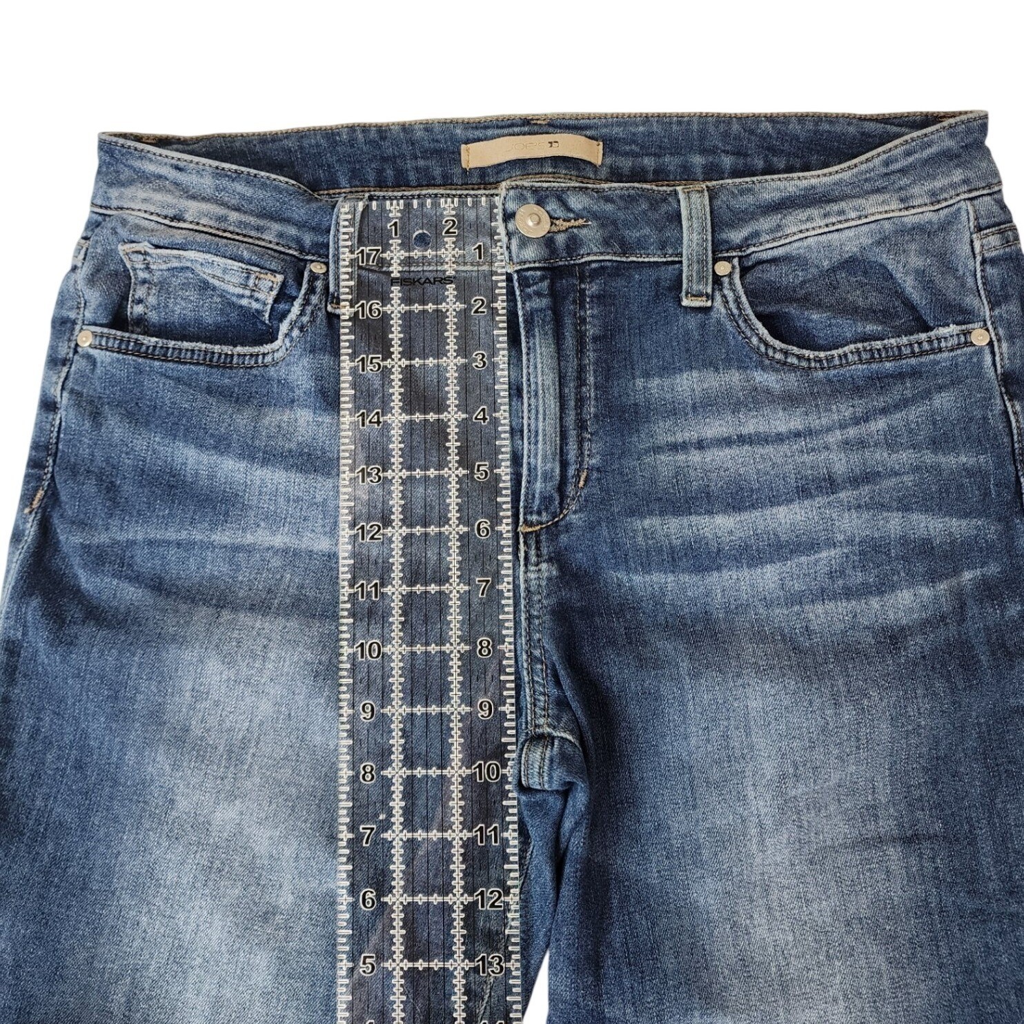 Joe’s Jeans Blanche Skinny Ankle Jeans 31 Blue Raw Hem Whiskered Stretch Denim