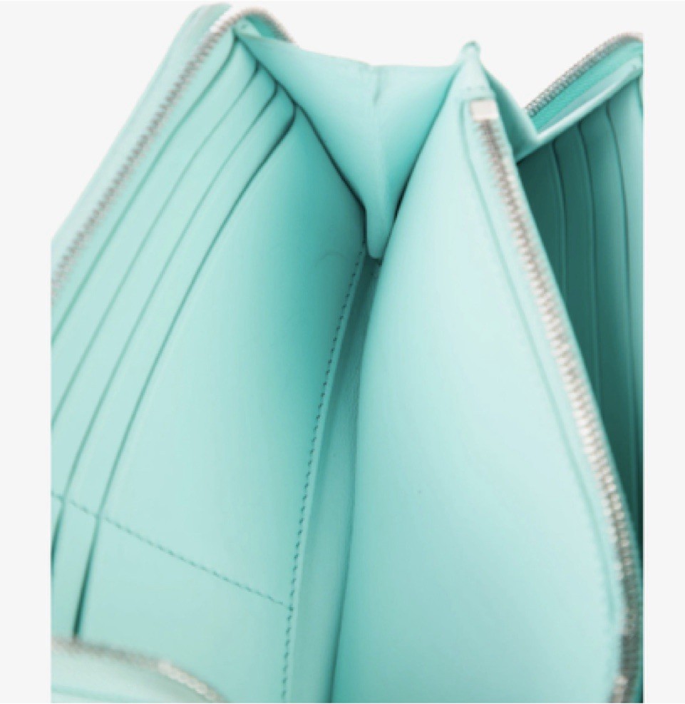 Tiffany & Co. Women’s Blue Solid Zip-Around Long Wallet w/ Card Slots Logo