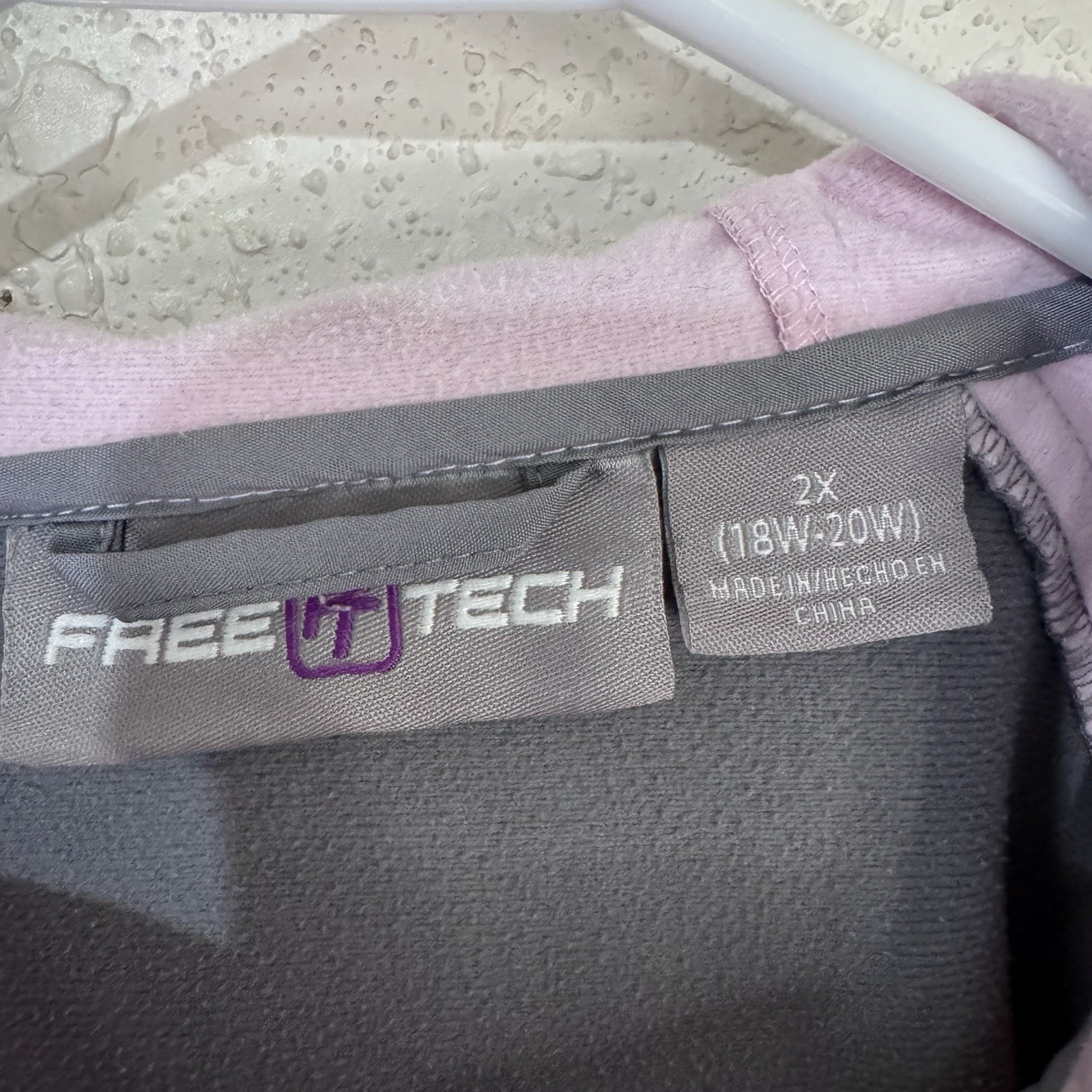 FreeTech Jacket Woman 2X (18W/20W) Pink Gray With hood Lightweight