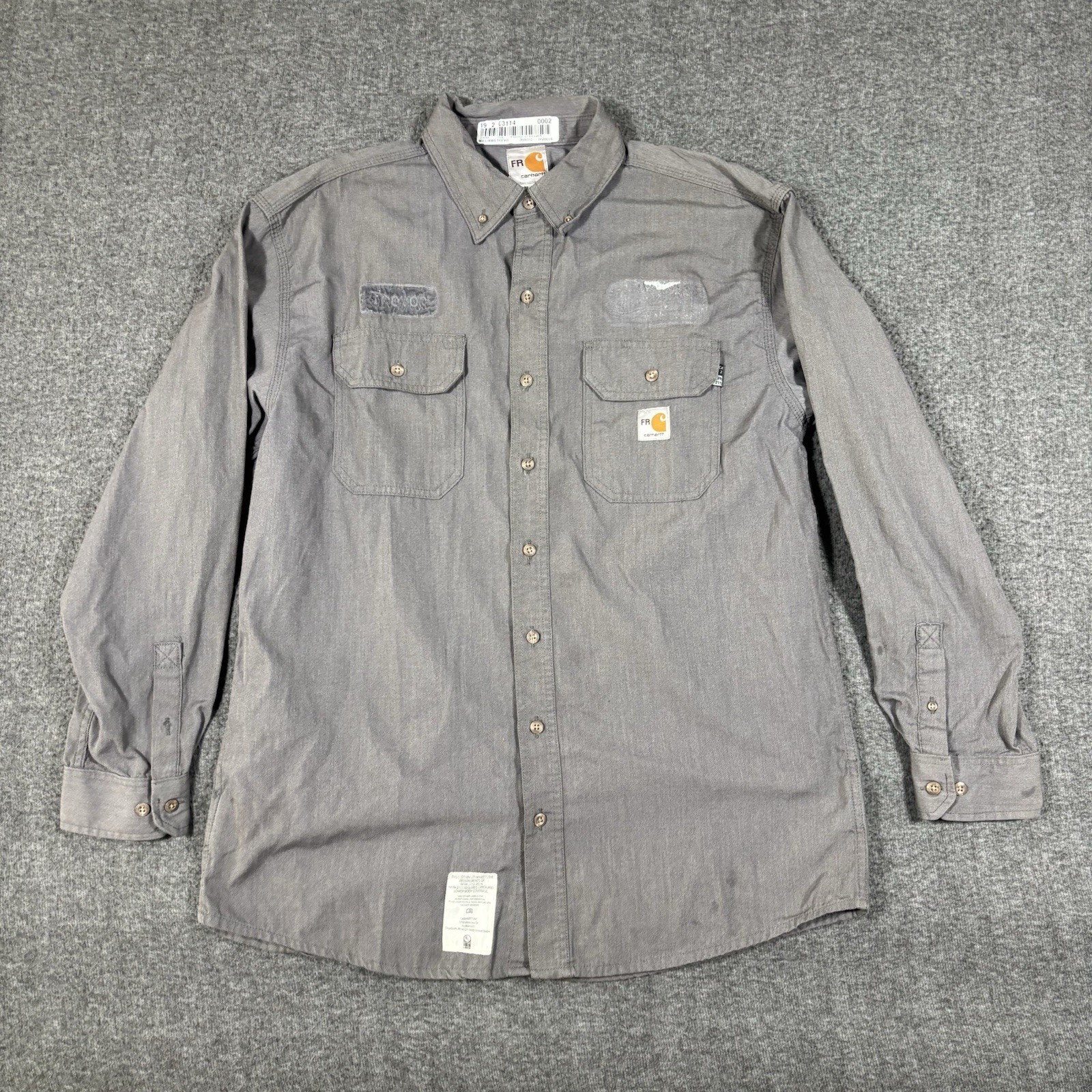 3 Carhartt FR Long Sleeve Shirt Button Up Flame Resistant Men Large Reg Work Lot