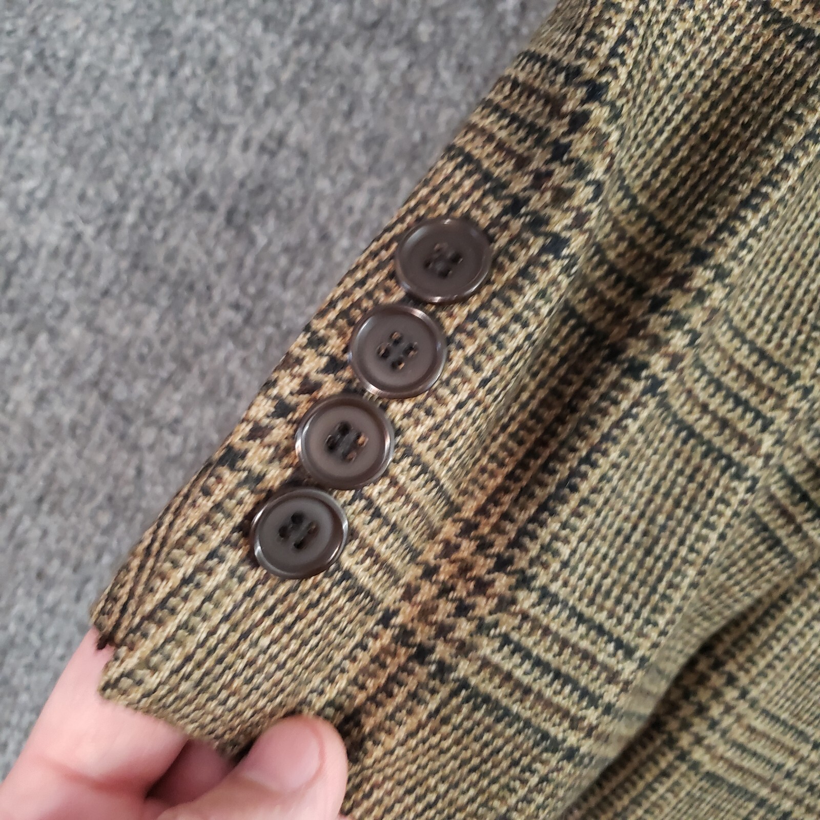 gianfranco italy collection hounds tooth blazer mens 44 r 100% lambs wool brown