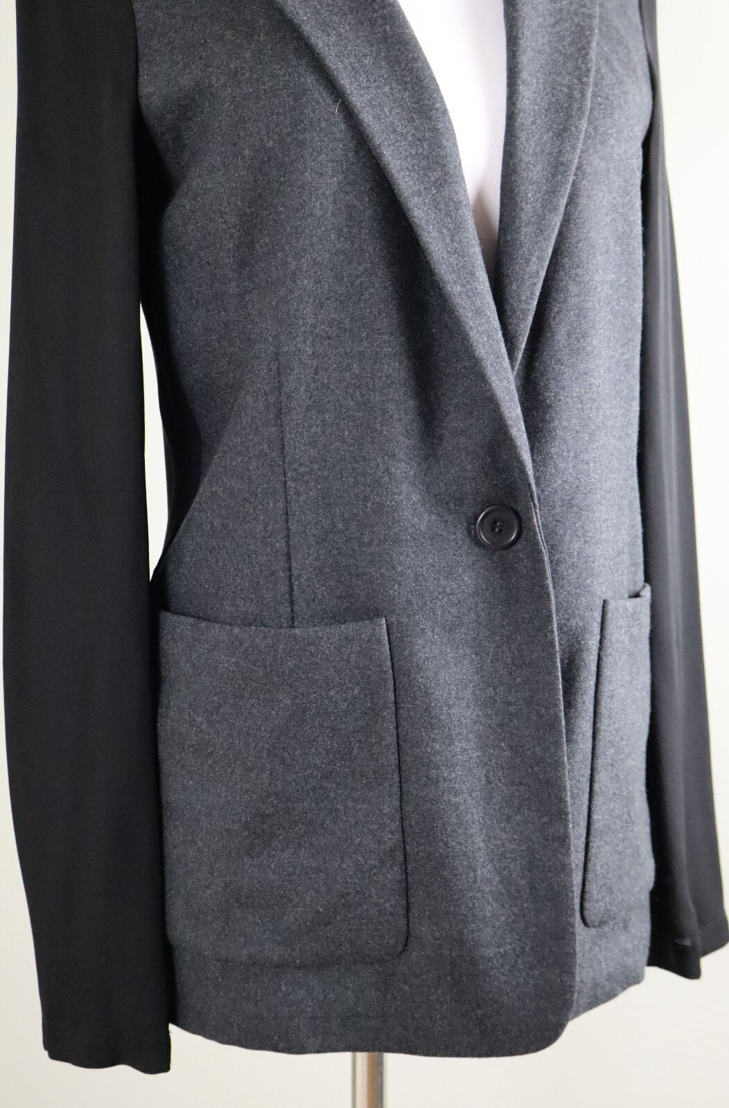 THEORY $395 Shatrice Mixed Materials Wool Silk Sheer Back Jacket Top Size 00