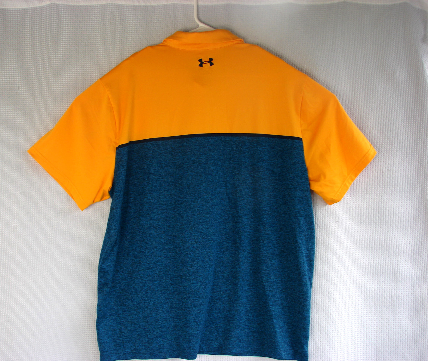 Under Armour Heat Gear The Playoff Polo Blue Orange Color Block Shirt Mens XXL