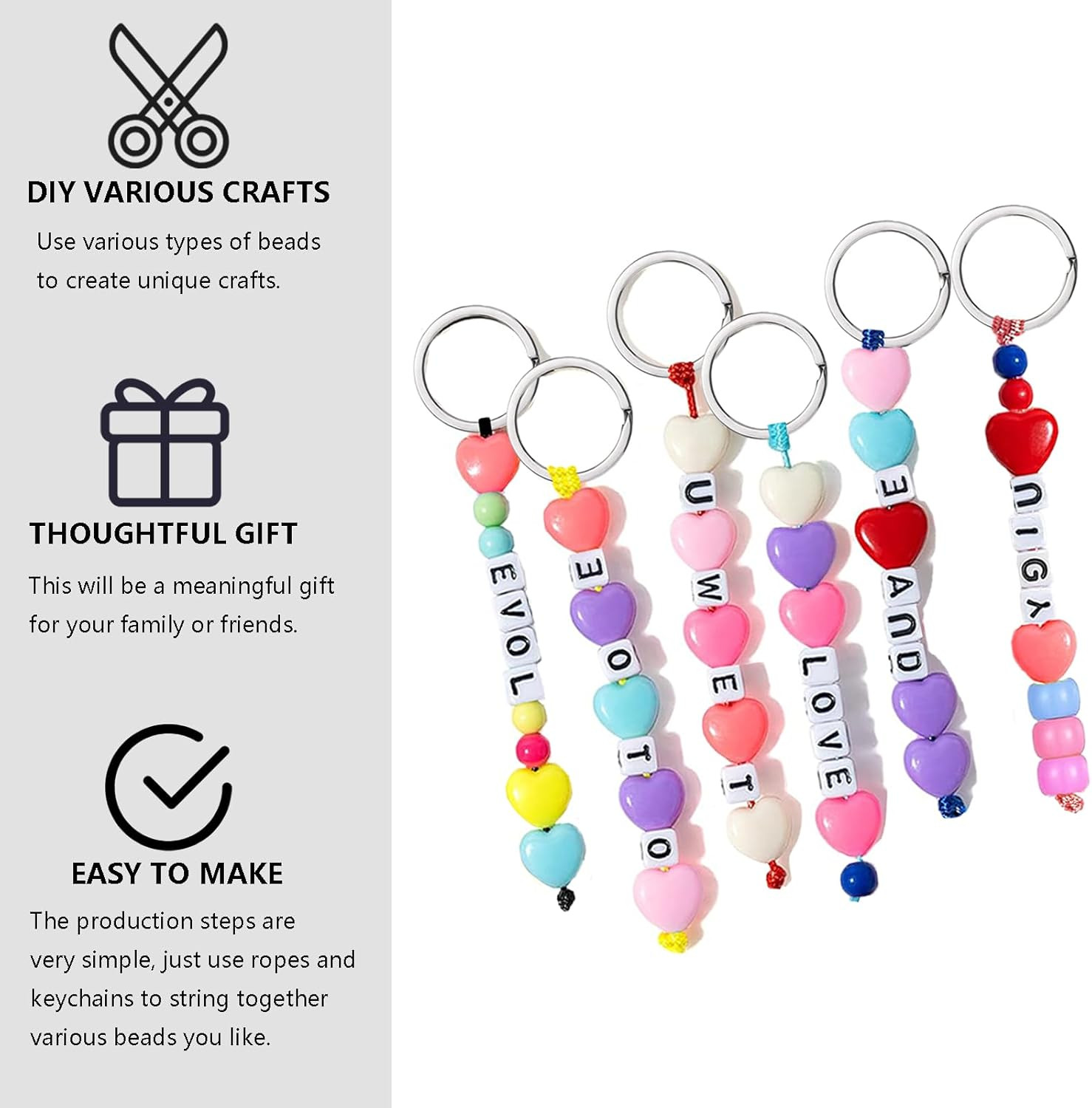 285 Pcs DIY Bead Keychain Making Kit, Beadable Keychains Kit Supplies Key Chain