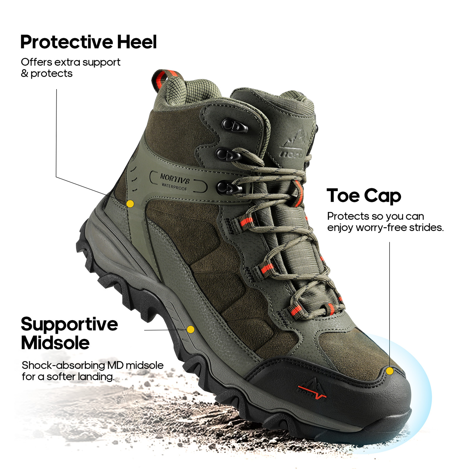 NORTIV 8 Men’s Lightweight Hiking Boots Waterproof Trekking Traveling Boots