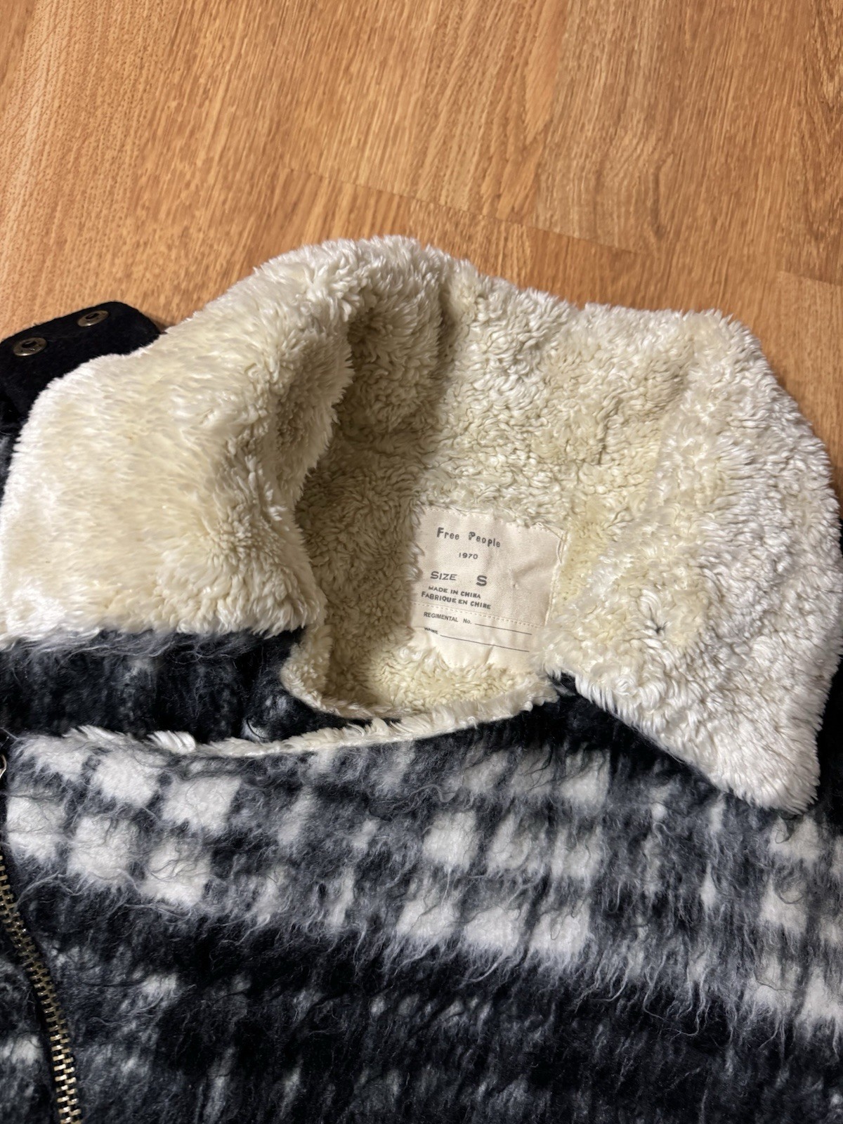 Free People Plaid Sherpa Moto Jacket Coat Size Small FP