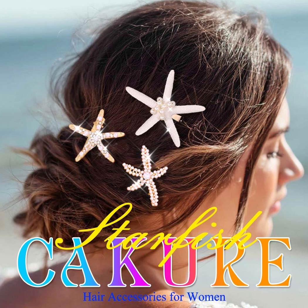 Hair Clip Starfish Pearl Mermaid Seashell Hair Accessories Pack of 3