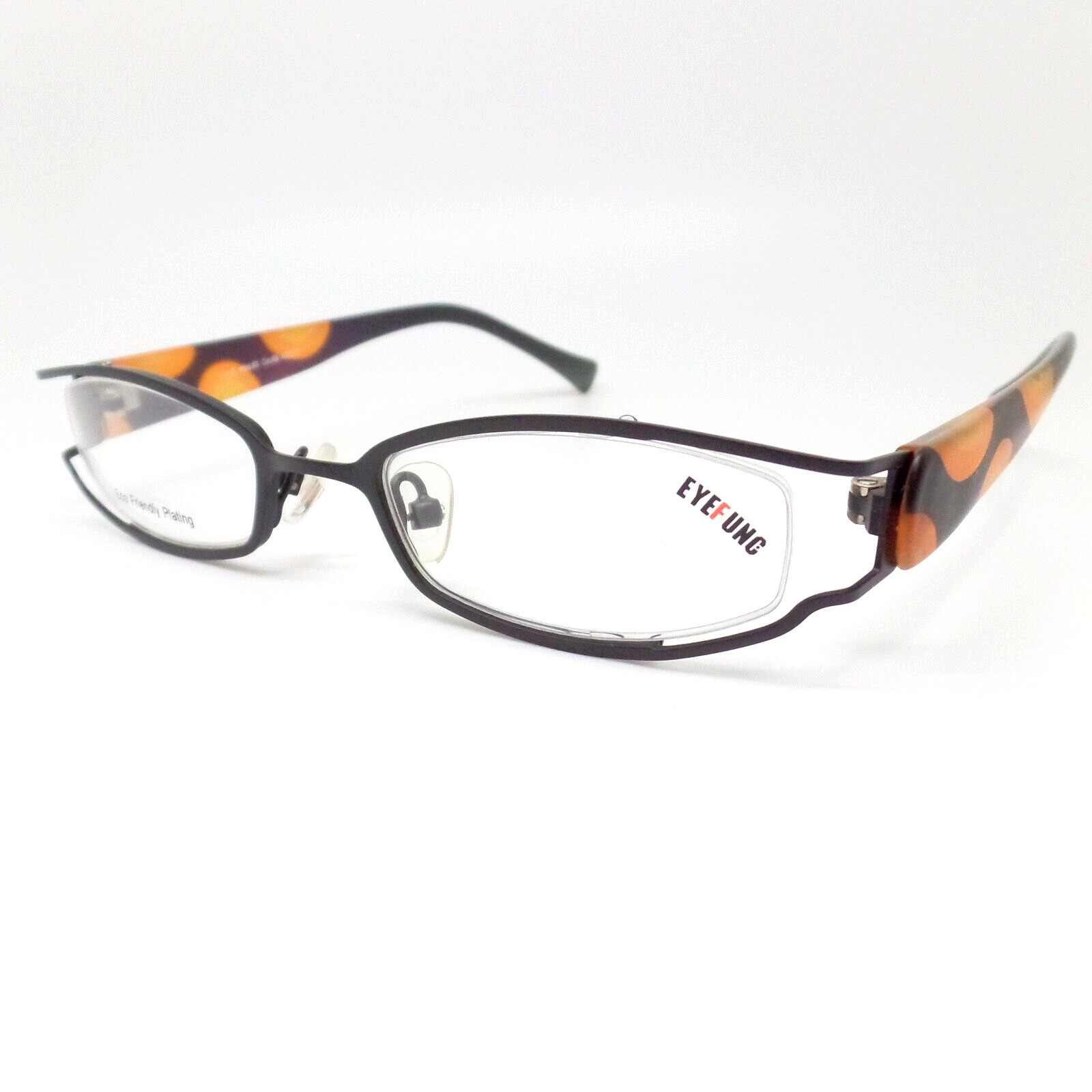 Eyefunc Kids 63 69 Black Orange 43mm New RX Eyeglasses Frames Authentic