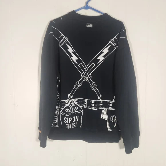 Vintage Akdmks ASAP Black White All Over Print Sweatshirt Sz L Rare Streetwear