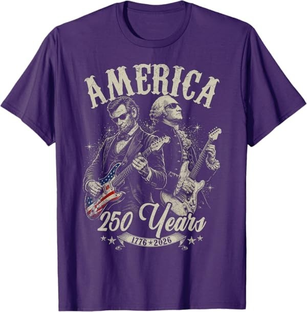 George Washington Lincoln Playing Guitar Abe Lincoln 250th T-Shirt