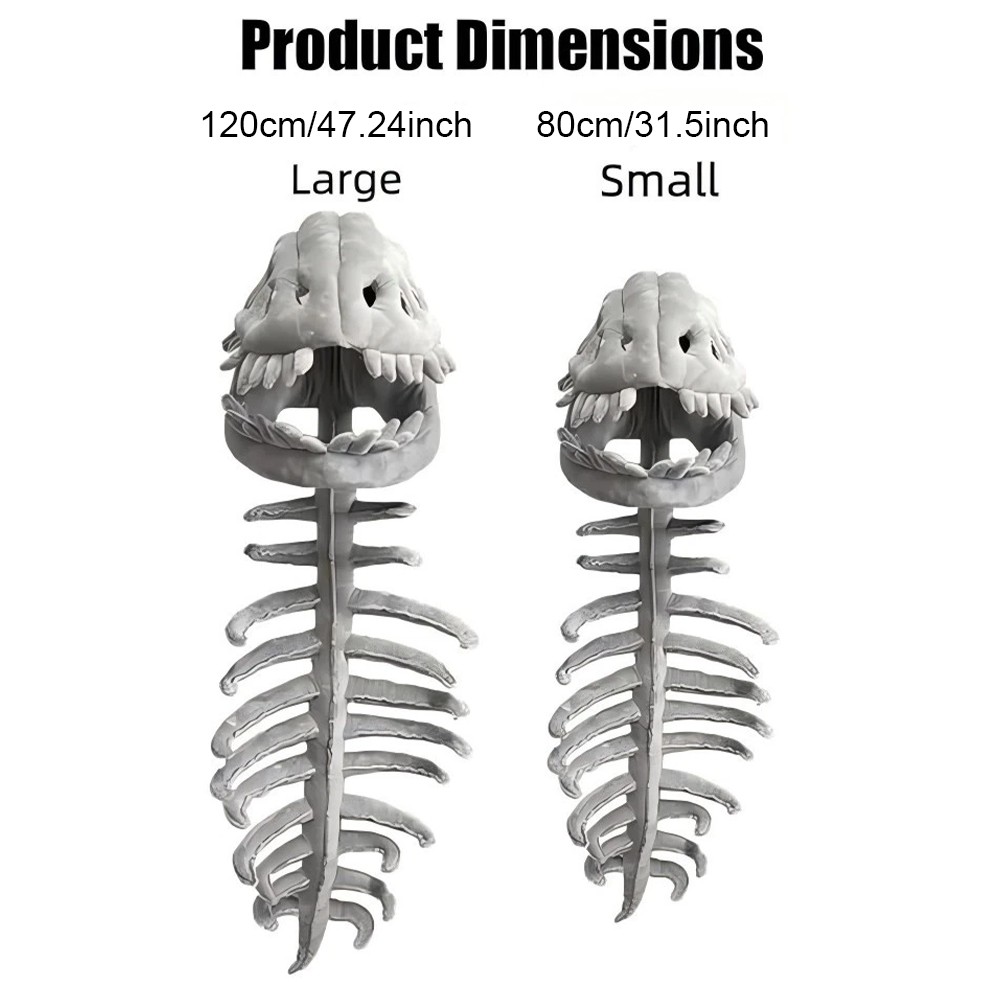 Dinosaur Skeleton Costume for Kids Halloween Cozy Plush 3D Dino Toy Skull Spine
