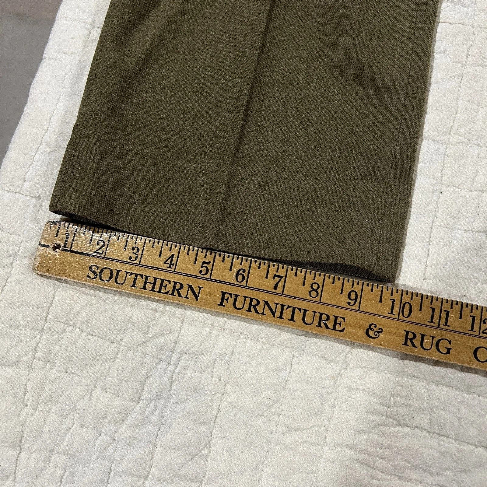 Vintage US Army Wool Dress Trousers Olive Drab 1950s 1960s Button Fly Size 32×32