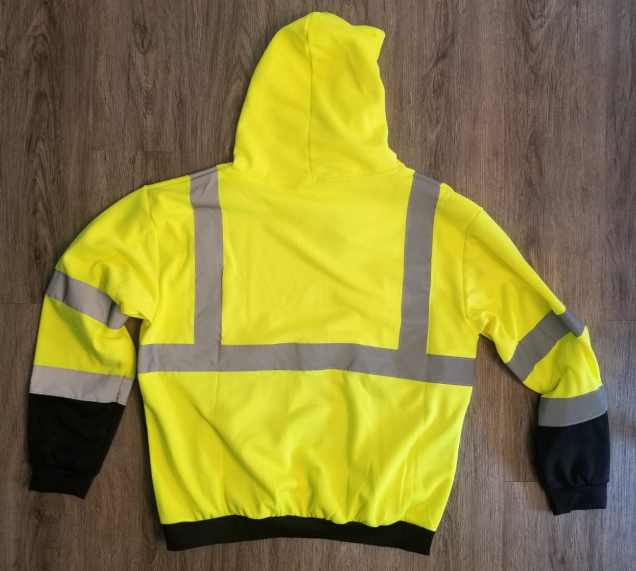 HIGH VISIBILITY Lime Class 3 Pullover Safety Sweatshirt Hoodie Hi-Vis LARGE