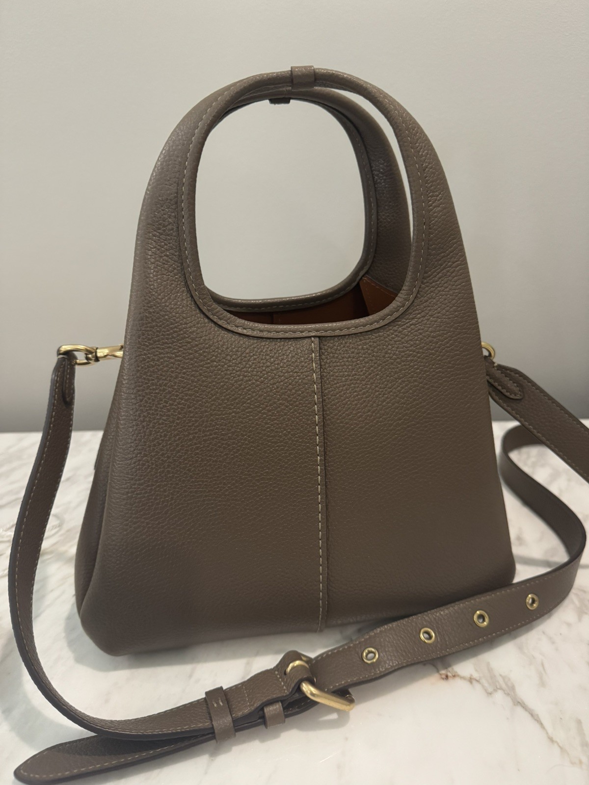 Lana Shoulder Bag 23 Coach Brass/ Stone Leather Shoulder Bag