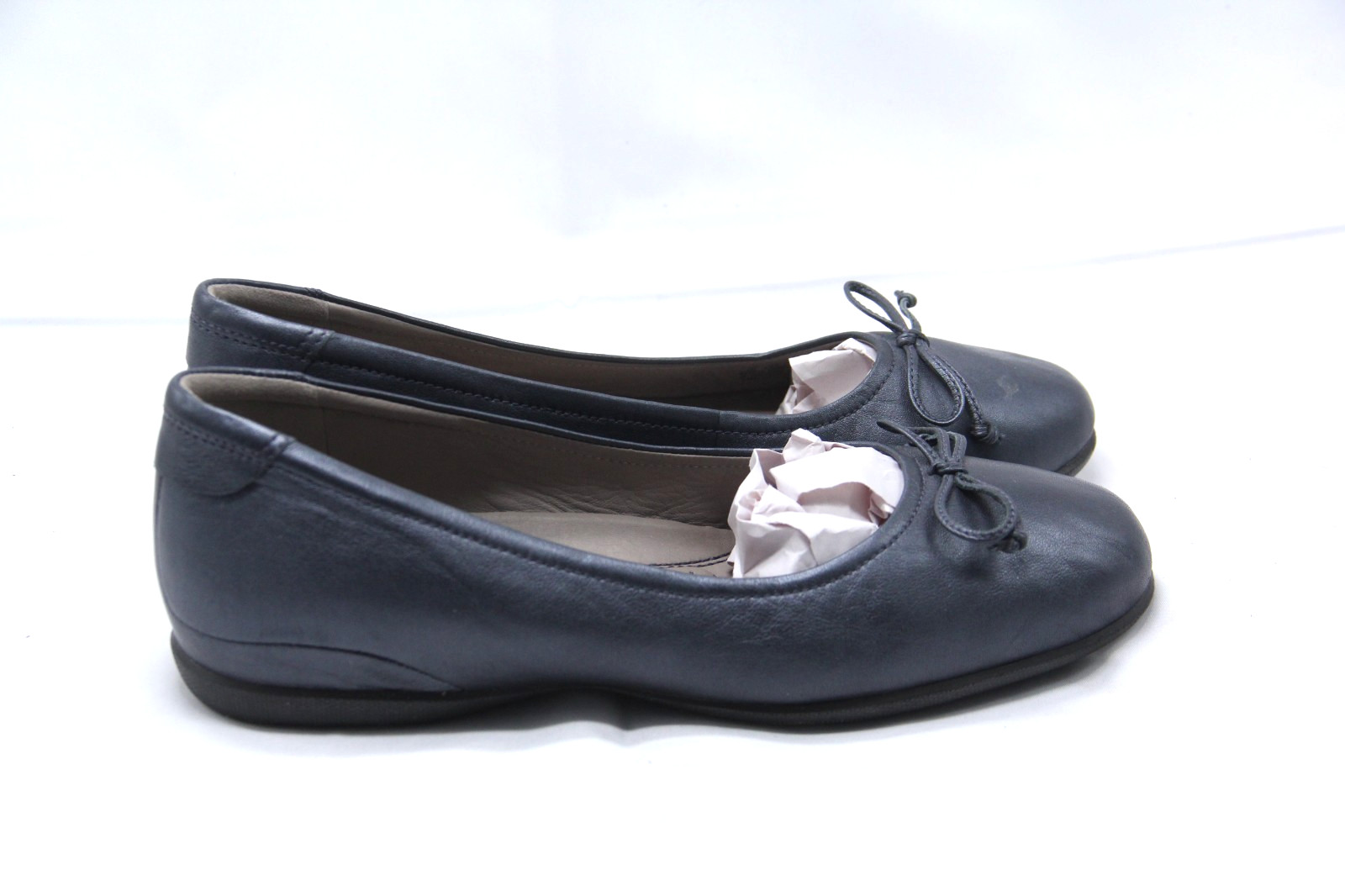 Ecco Anine Shoes Womens EU 40 US 9-9.5 Gray Leather Slip On Ballet Flats Bow