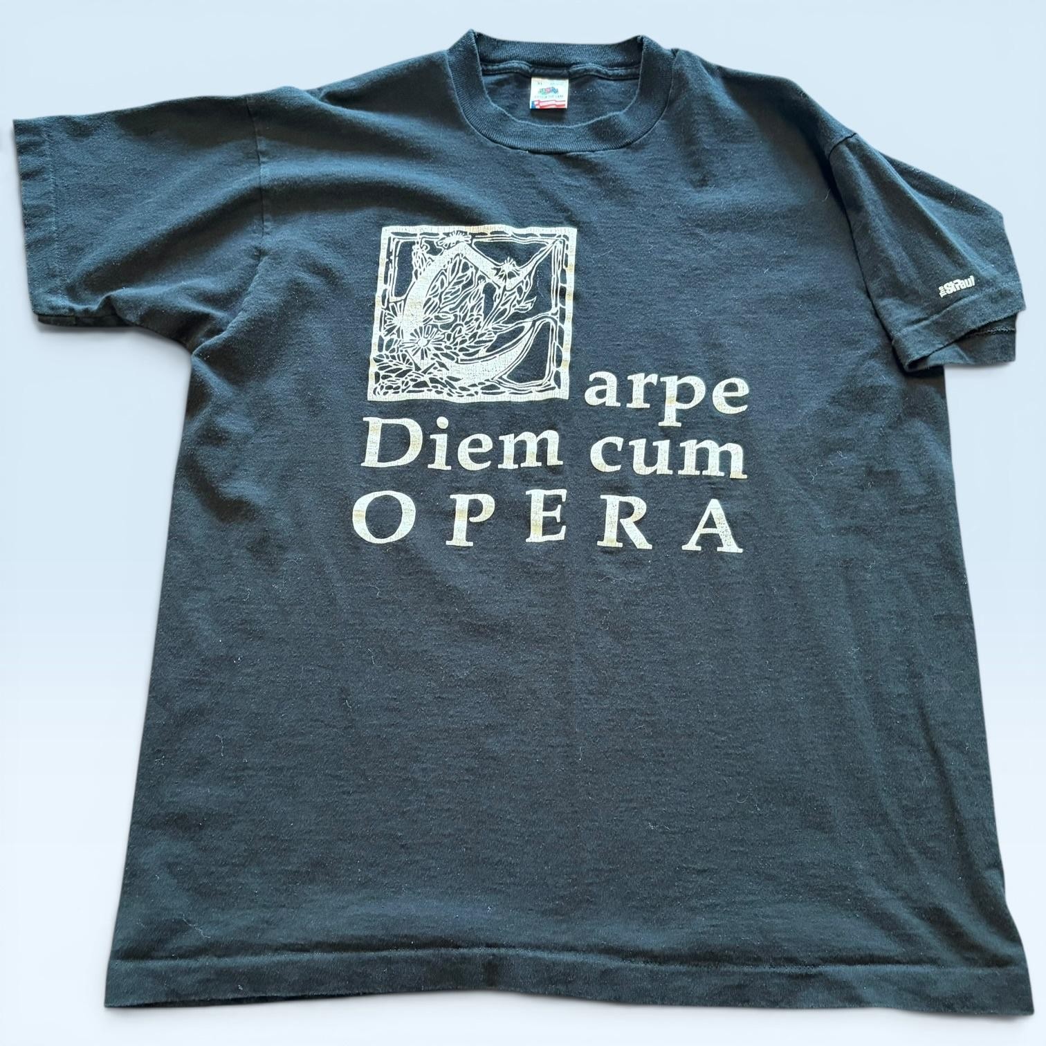 Vintage Carpe Diem Cum Opera Shirt Mens XL Black Fruit Of The Loom Tee T-Shirt