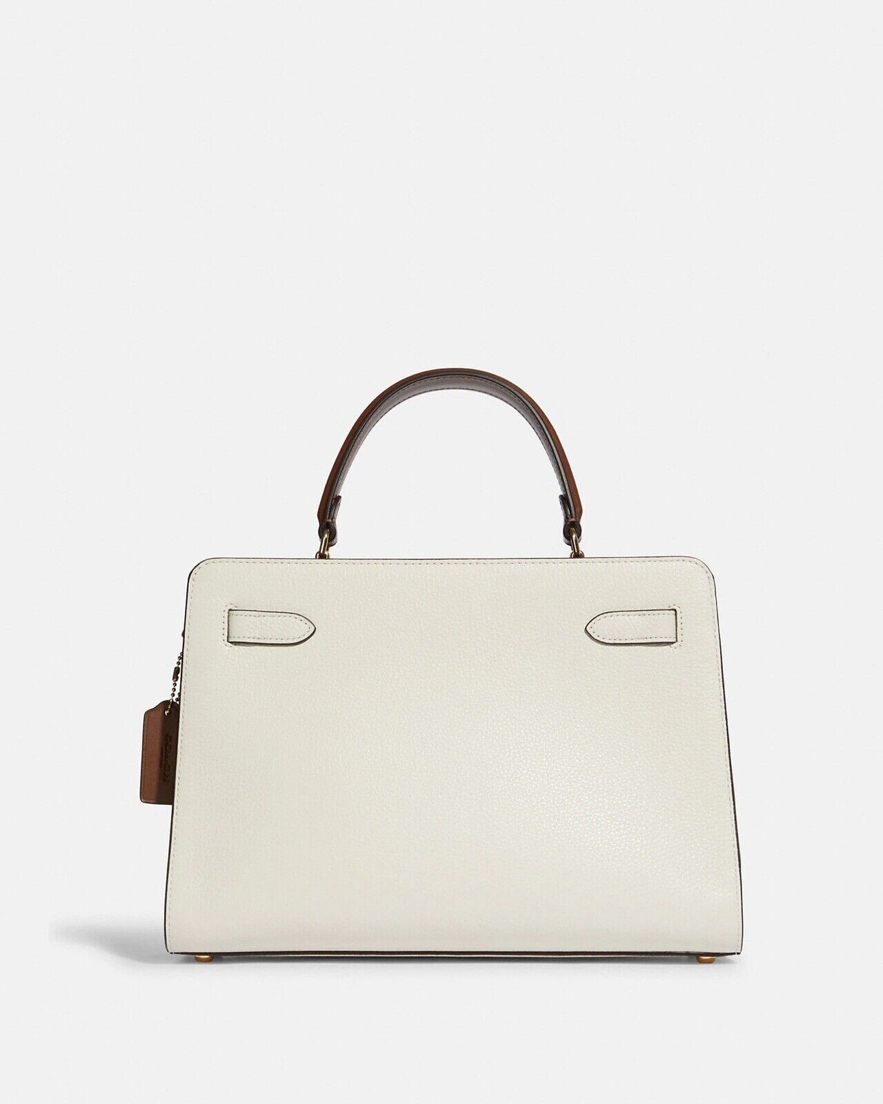 Coach Lane Carryall In Colorblock Chalk White and Tan Leather Shoulder Bag