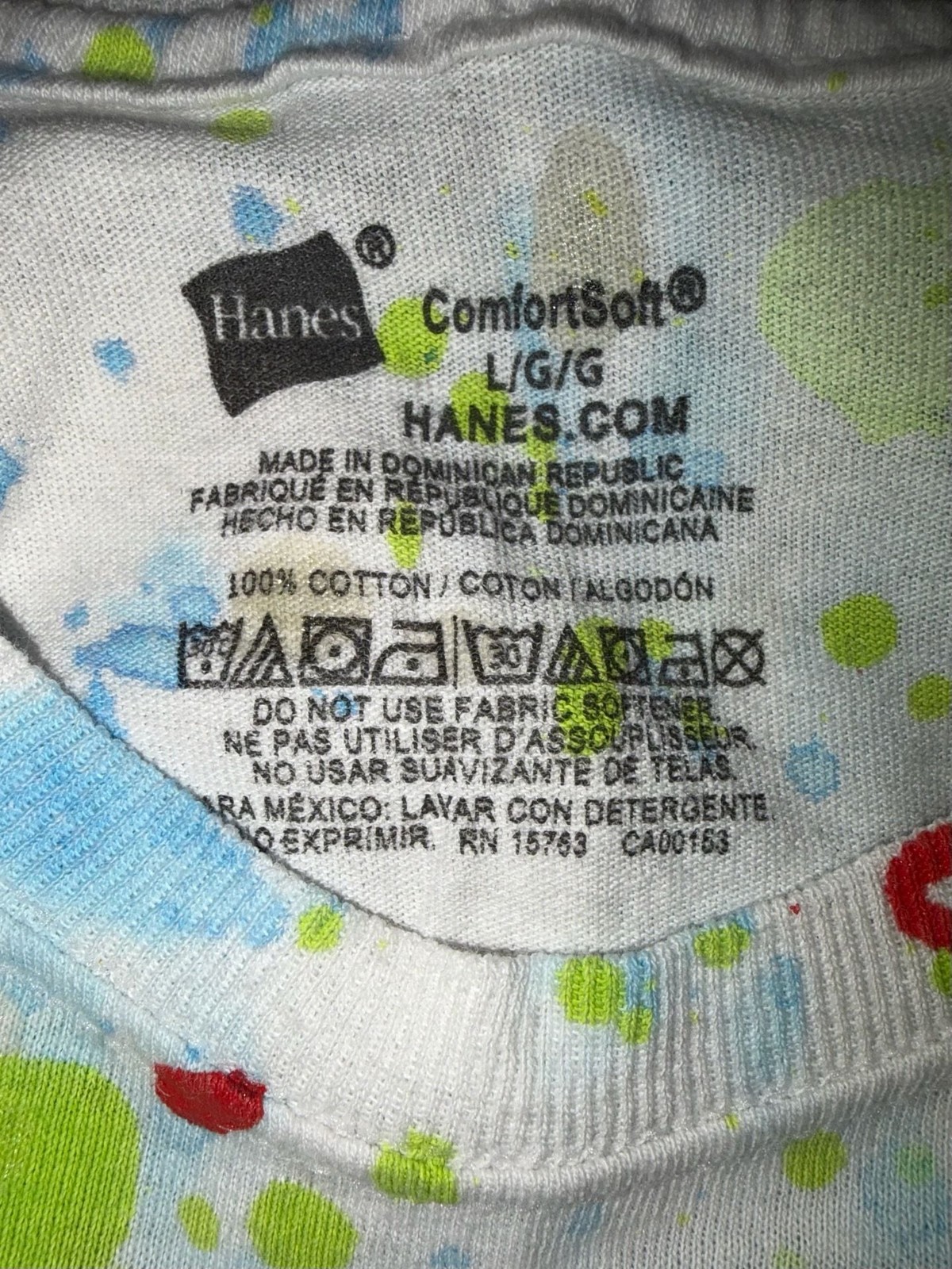 Hanes ComfortSoft Paint Splatter T-Shirt Size Large