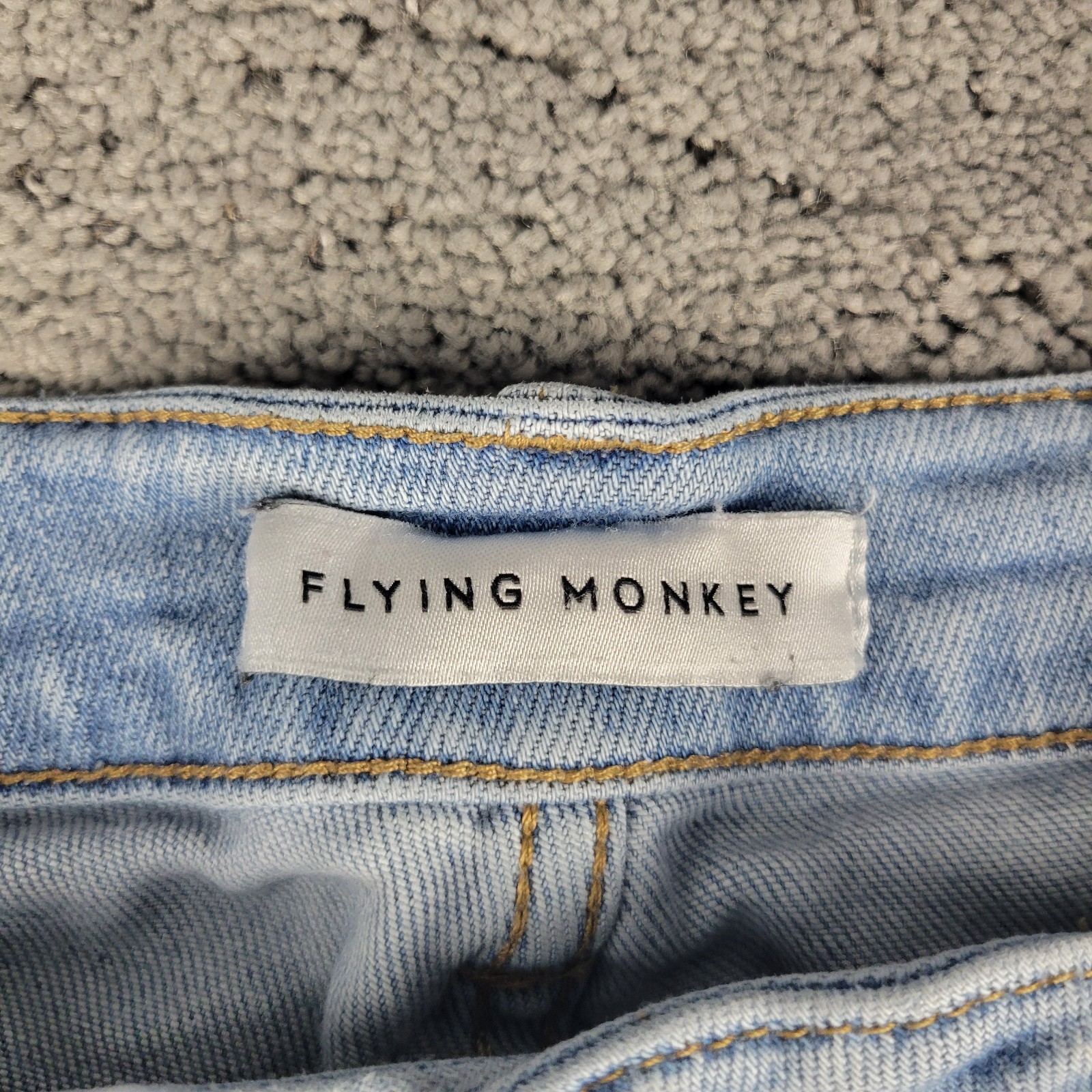 Flying Monkey Jeans Womens 31 Blue Cargo Relaxed Straight Leg Distressed Denim