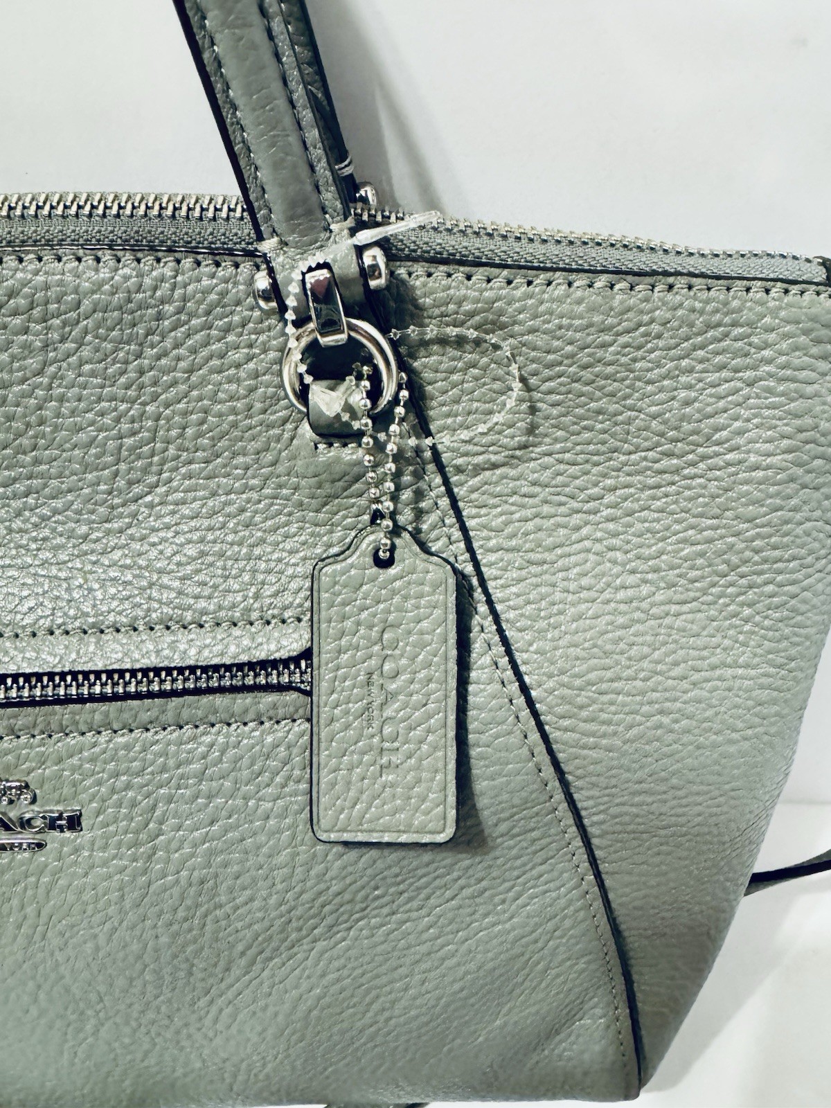 Coach Prairie Handbag Gray Satchel W/22 Inch Strap Pebbled Leather Bag