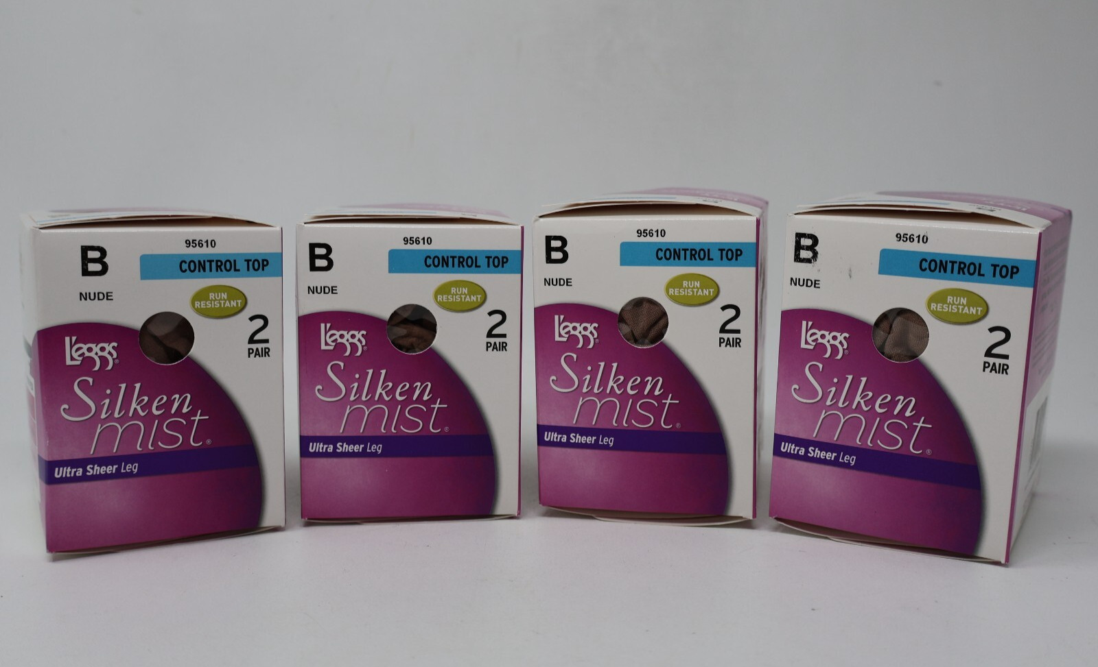 8 L’eggs Silken Mist Control Top Ultra Sheer Run Resistant Pantyhose NUDE Size B