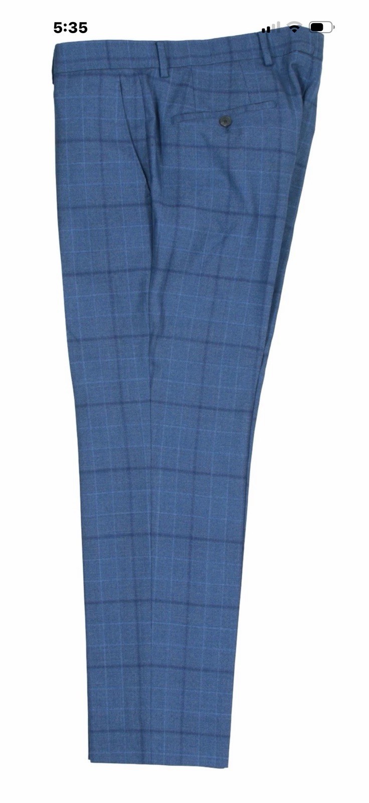 Men’s 40 R Hugo Boss Huge Blue Windowpane Check Plaid 100% Wool Flat Front Suit