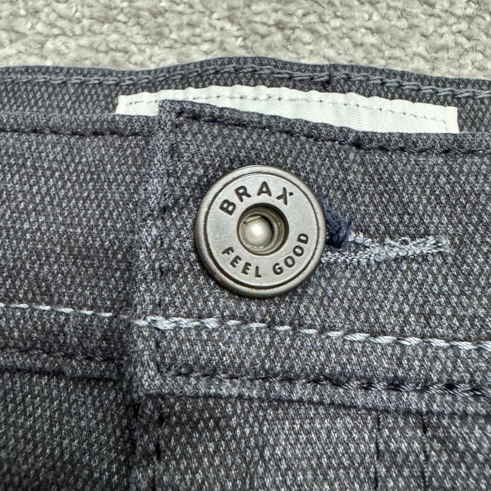 Brax Feel Good Style Cooper FA Woo Look Pants Mens 35×34 Dark Gray Straight Leg