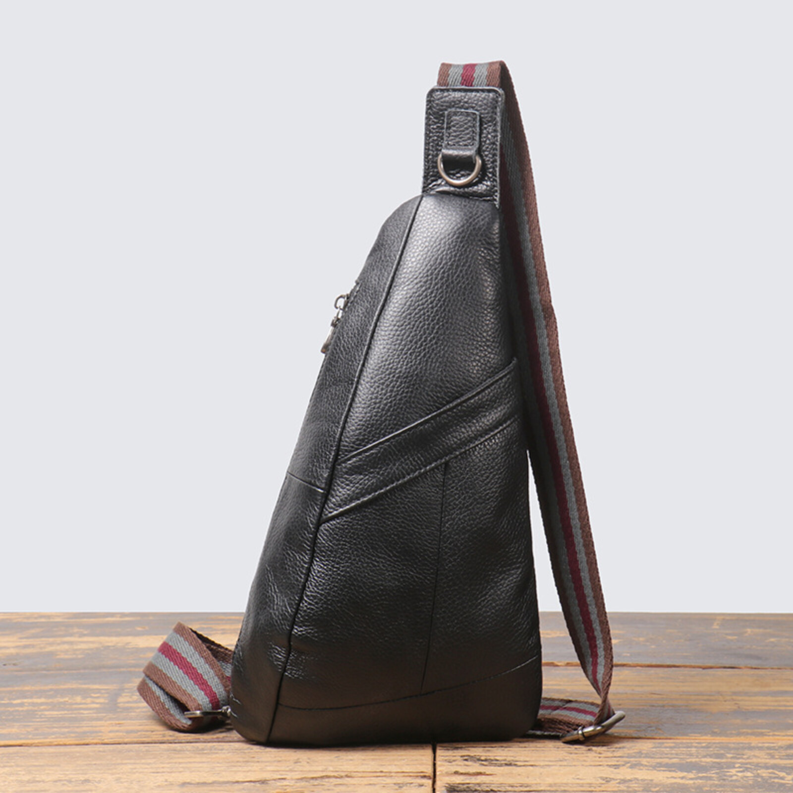 Men’s Leather Crossbody Sling Bag Shoulder Chest Pack Compact Everyday Use