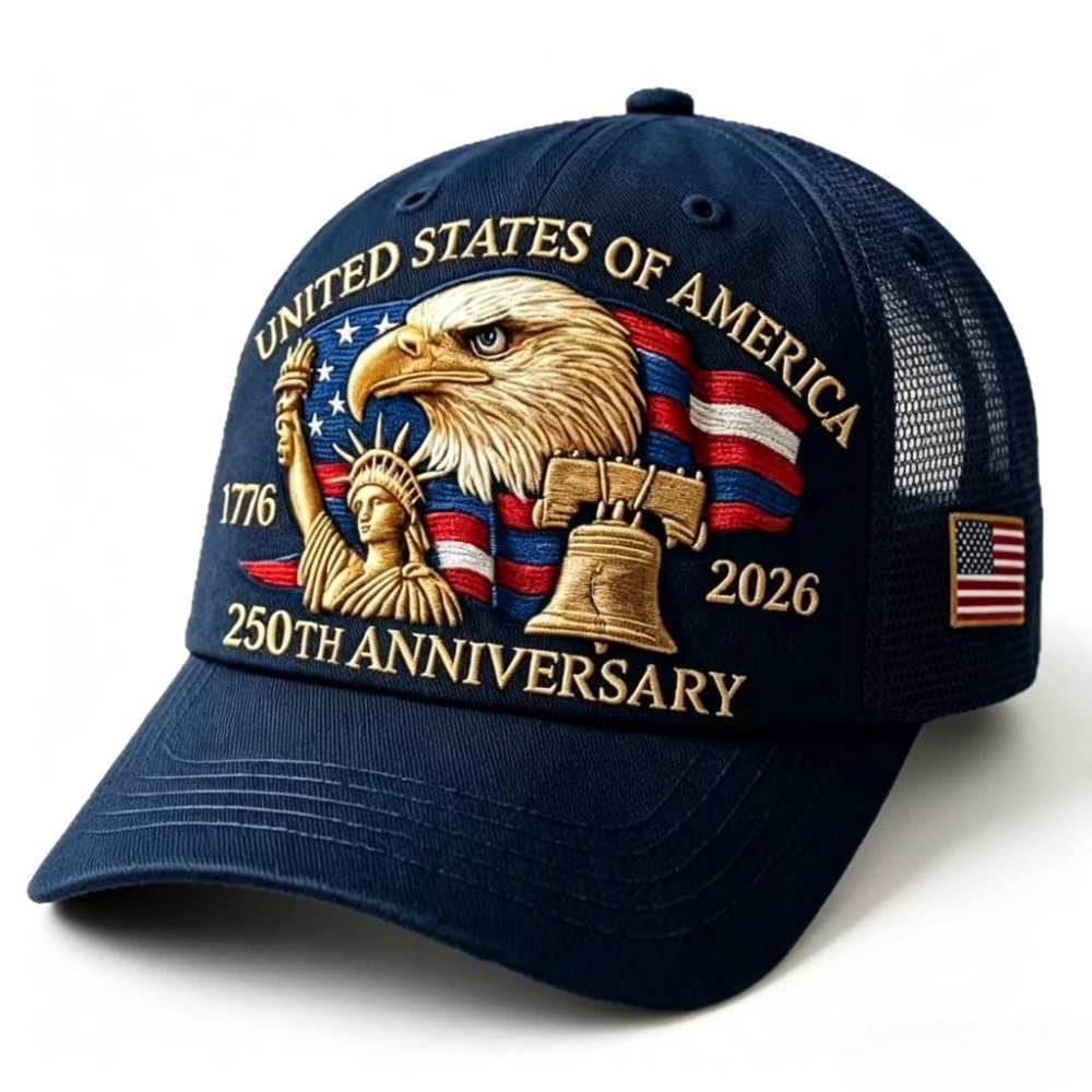 American 250th Anniversary Eagle Print Baseball Cap Unisex Adjustable Mesh Cap