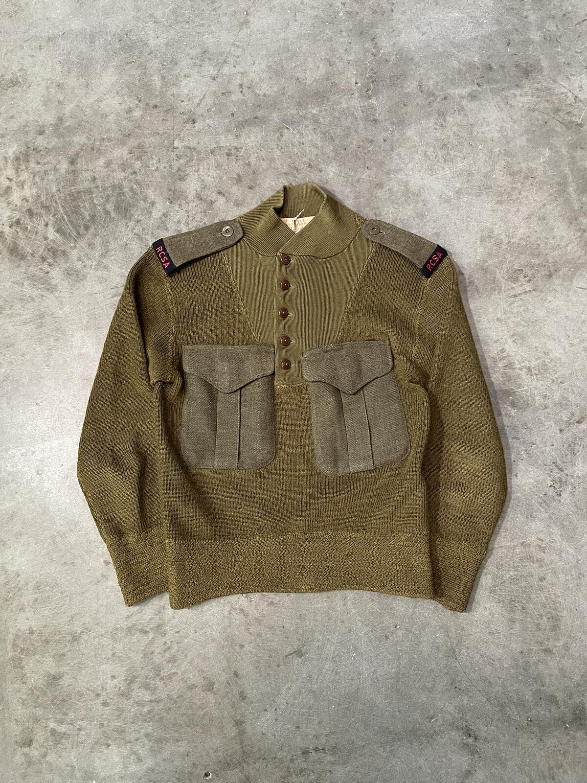 Vintage 1940s 1946 RCSA Wool Knit (Pockets Added) vtg 40s distressed