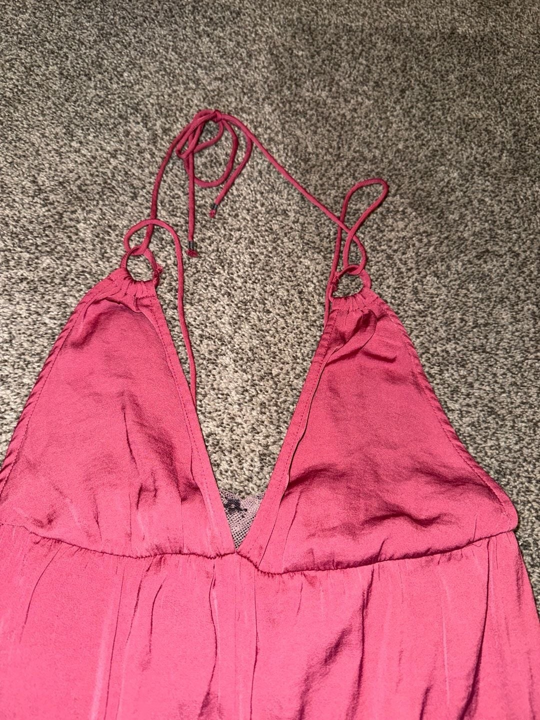 Free People Intimately Fuchsia Palm Beach Halter Jumpsuit with Lace Insets