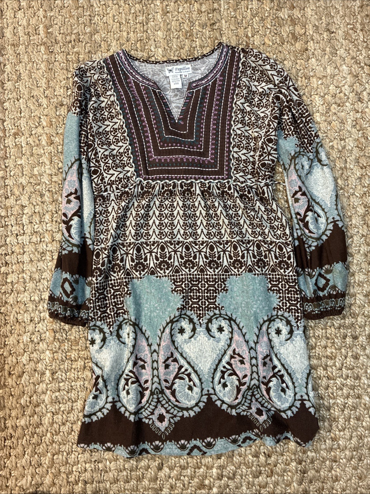 papillon dress Boho Tunic Dress Medium Soft Comfortable Long Sleeve