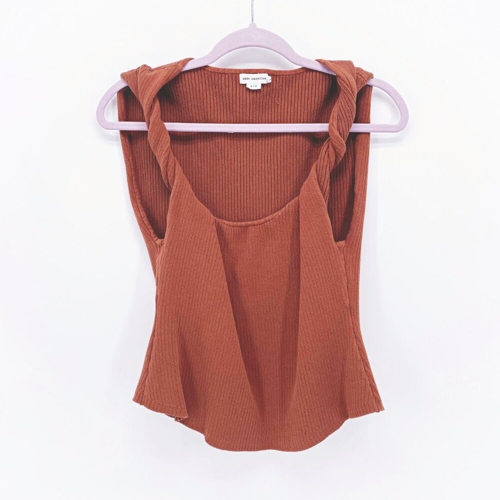 Good American Twisted Shoulder Ribbed Knit Tank 2X/3X