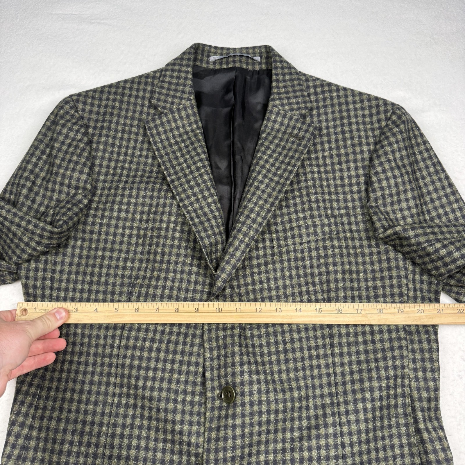 Cantarelli Sport Coat Mens IT 56 (46 US) Green Check Wool Tweed Made Italy