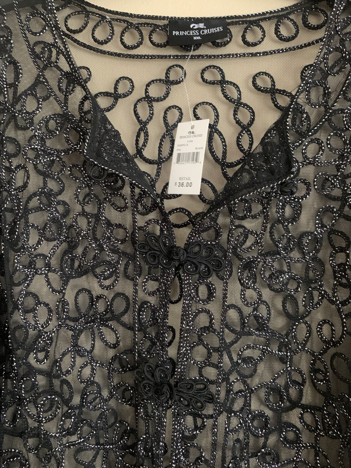 Princess Cruises Black Metallic Sheer Brocade Dinner Jacket Womens XXL NEW