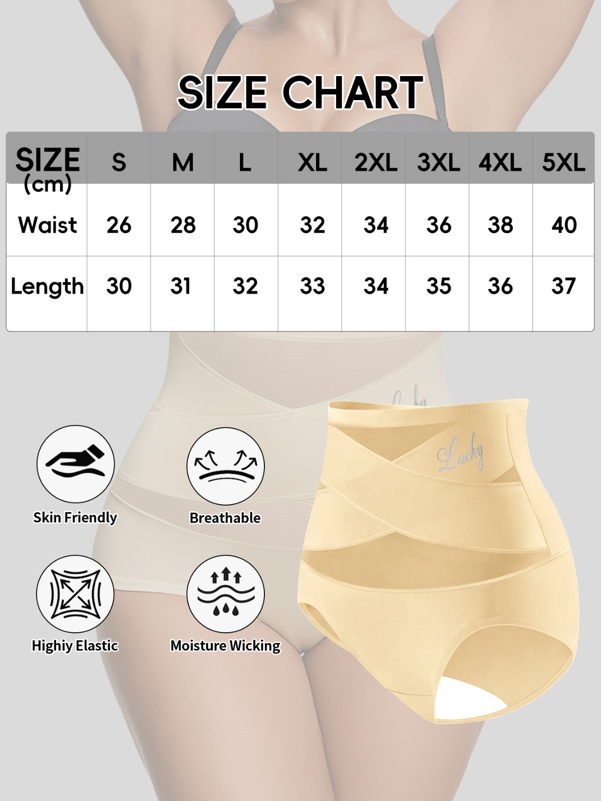 1 Pack High Waist Tummy Control Panties Shaping Cross Strap Briefs Women