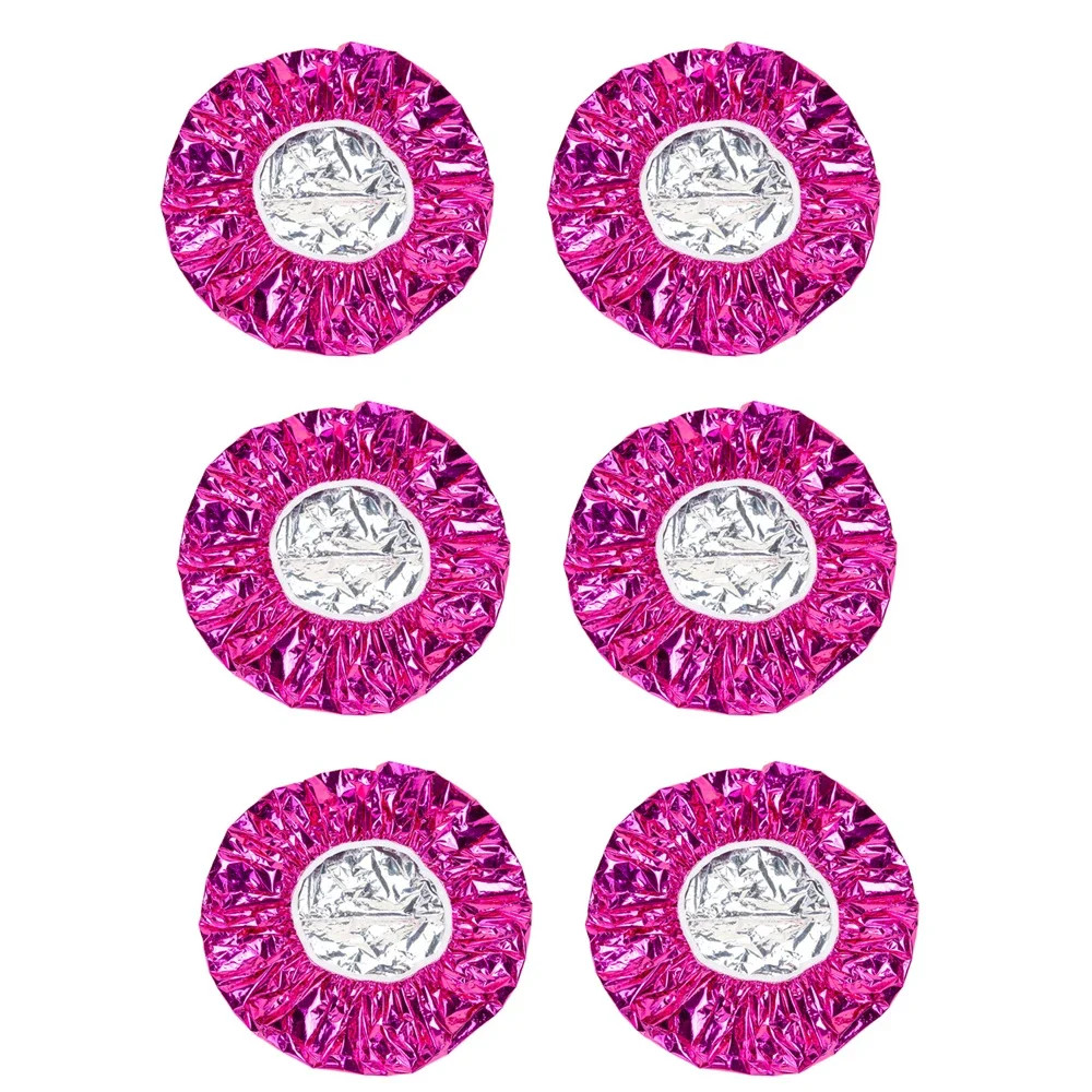 3/6pcs Rose Shower Cap Heat Insulation Aluminum Foil Insulation Hat Elastic Bath