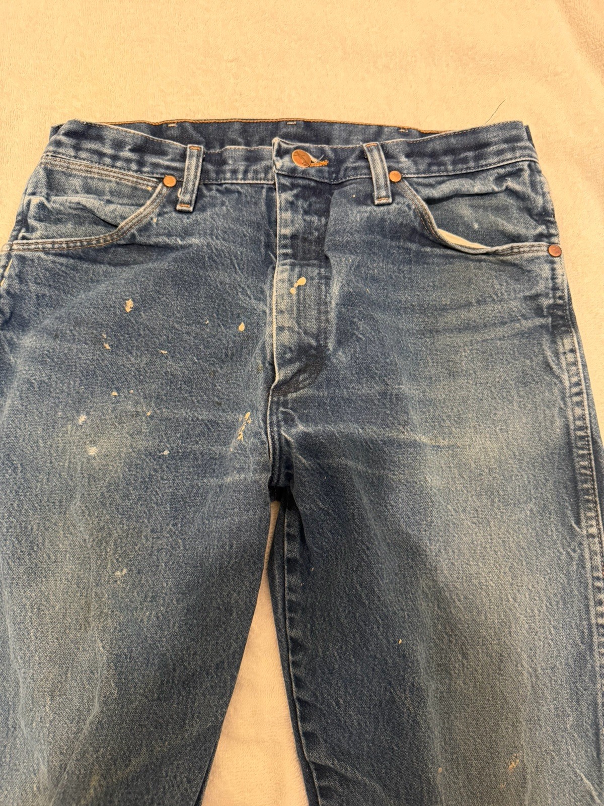 Wrangler Vintage Cowboy Cut Men’s Blue Denim Jeans Straight Regular Fit Mid Rise