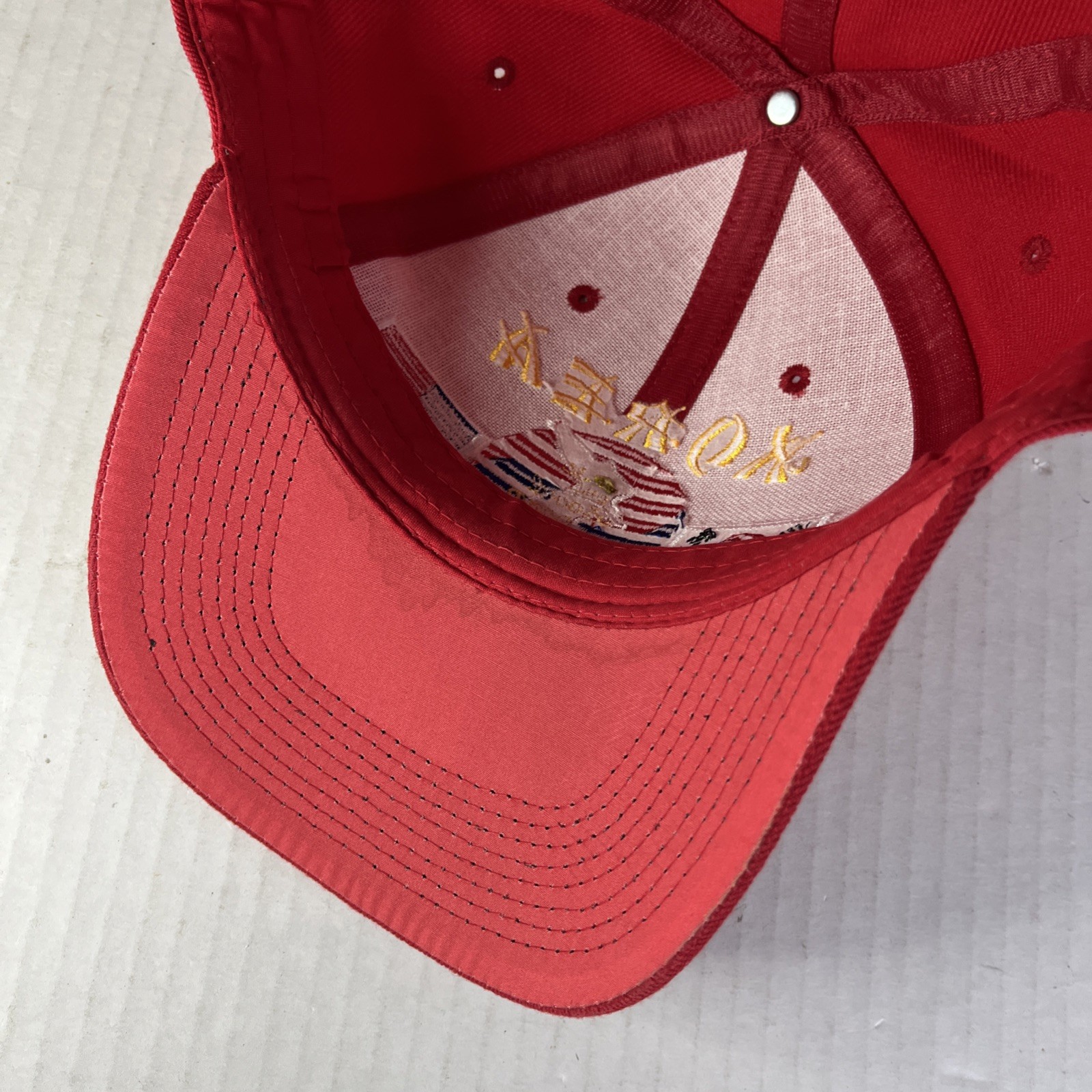 Korean War Red Mesh Snapback Hat Cap Vintage Military US South Korea Flags Wool