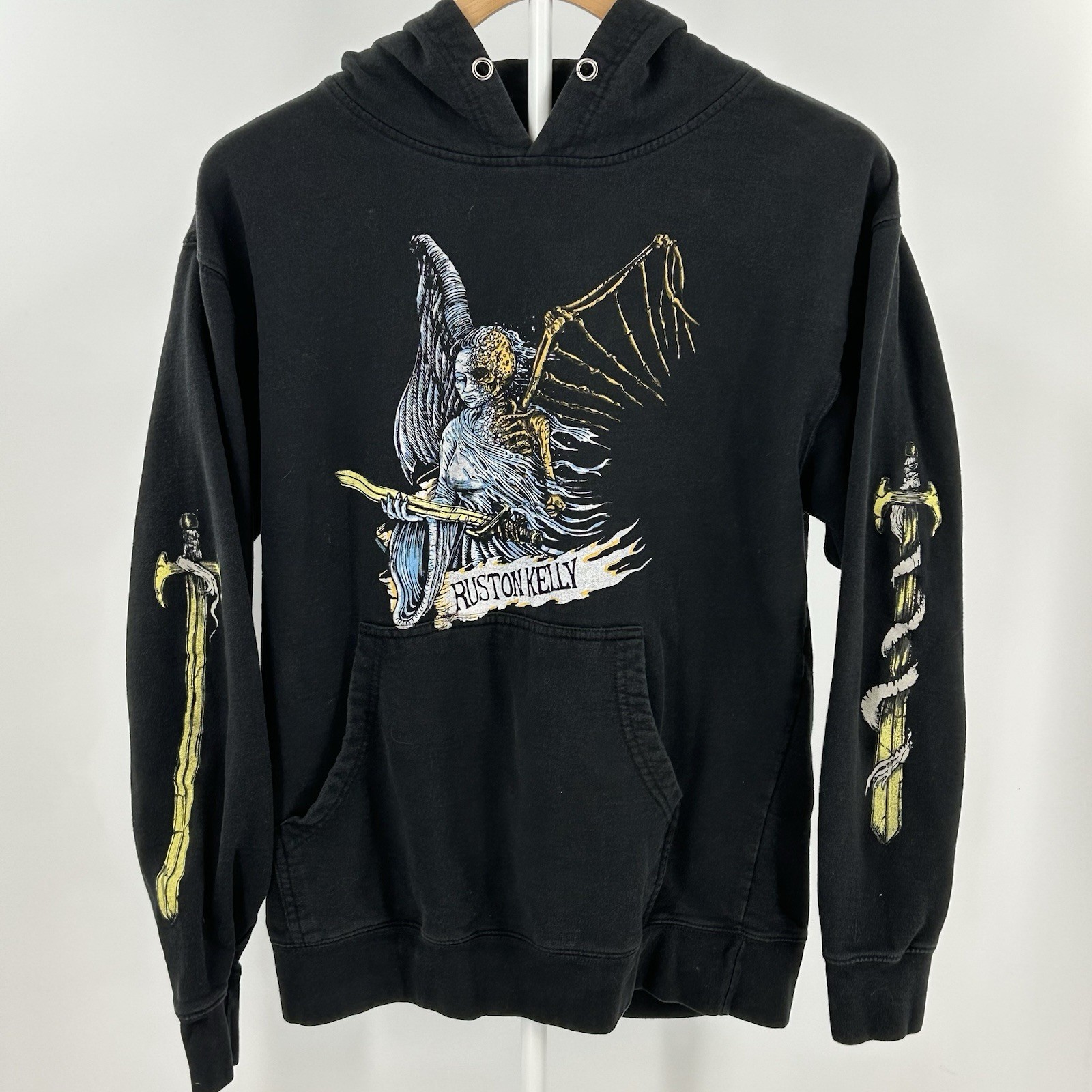 Ruston Kelly Skeleton Angel Hoodie Black Graphic Band Merch Indie Emo Men’s M