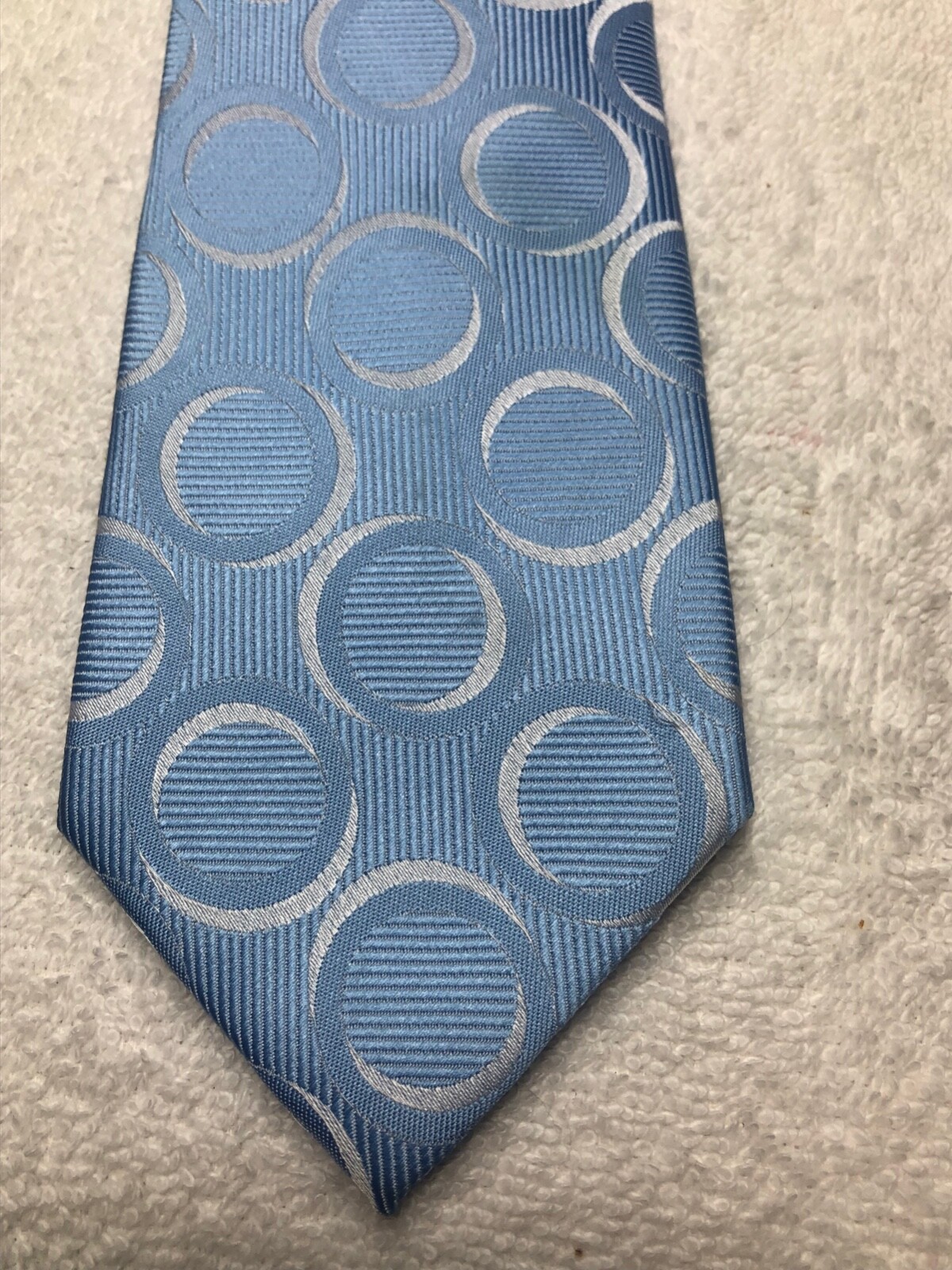 WEISHANG MENS TIE BABY BLUE WITH WHITE 3.25 X 61