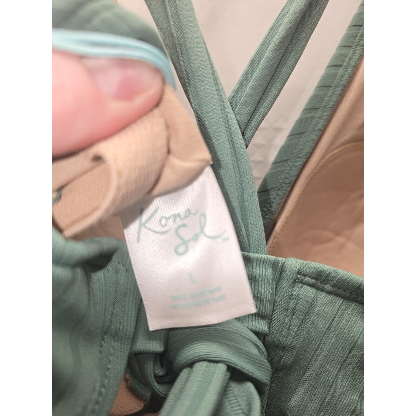 Kona Sol Women’s Large Coverage One Piece Swimsuit Ribbed Swimwear Green 5572