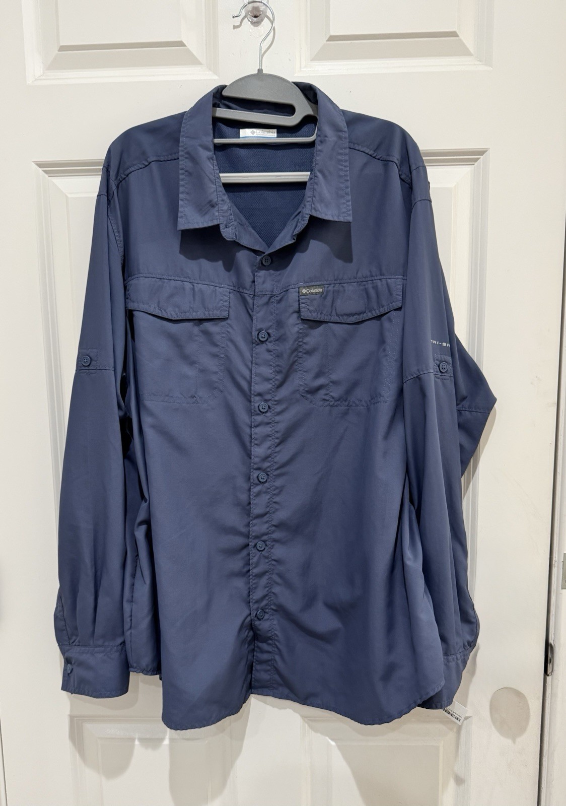 Columbia Men’s Omni-Shade Shirt Long Sleeve Blue Sz XL TG Hiking Fishing Button