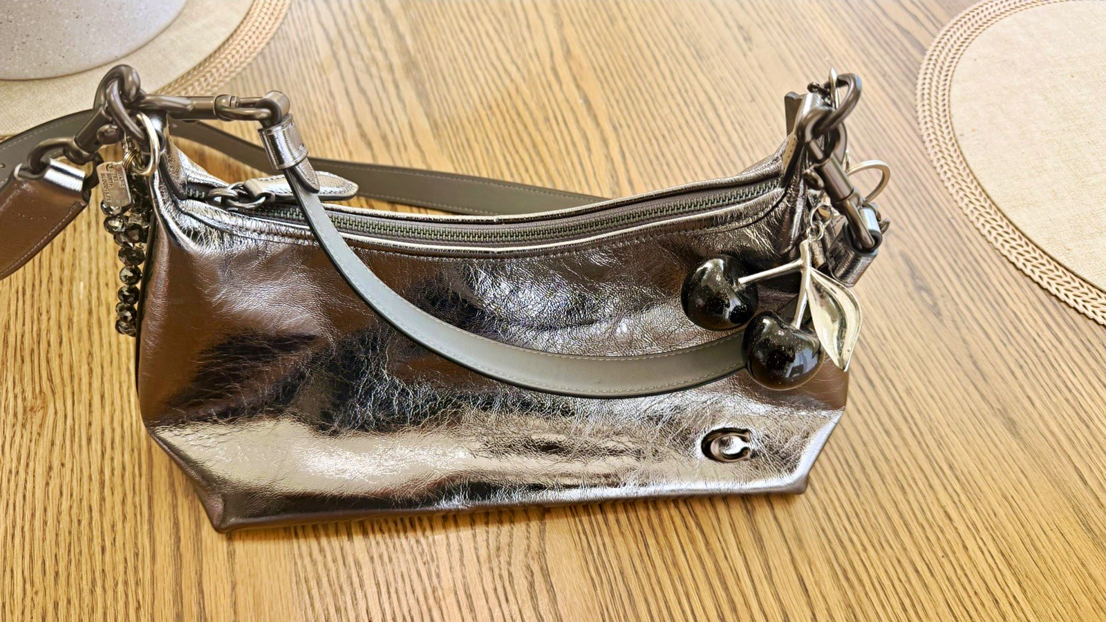 Coach Juliet 25 Pewter/Anthracite Leather shoulder and croc body bag.