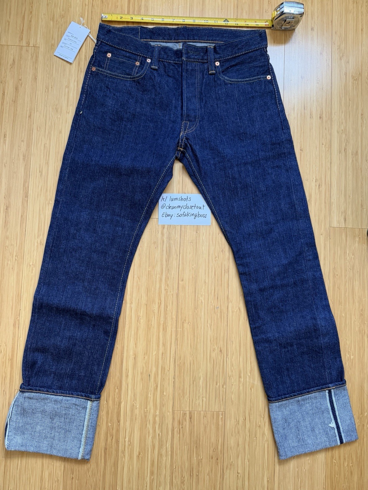 NEW PBJ KS-013 16 oz Slub Slim Tapered size 32 Blue In Green Pure Blue Japan NYC