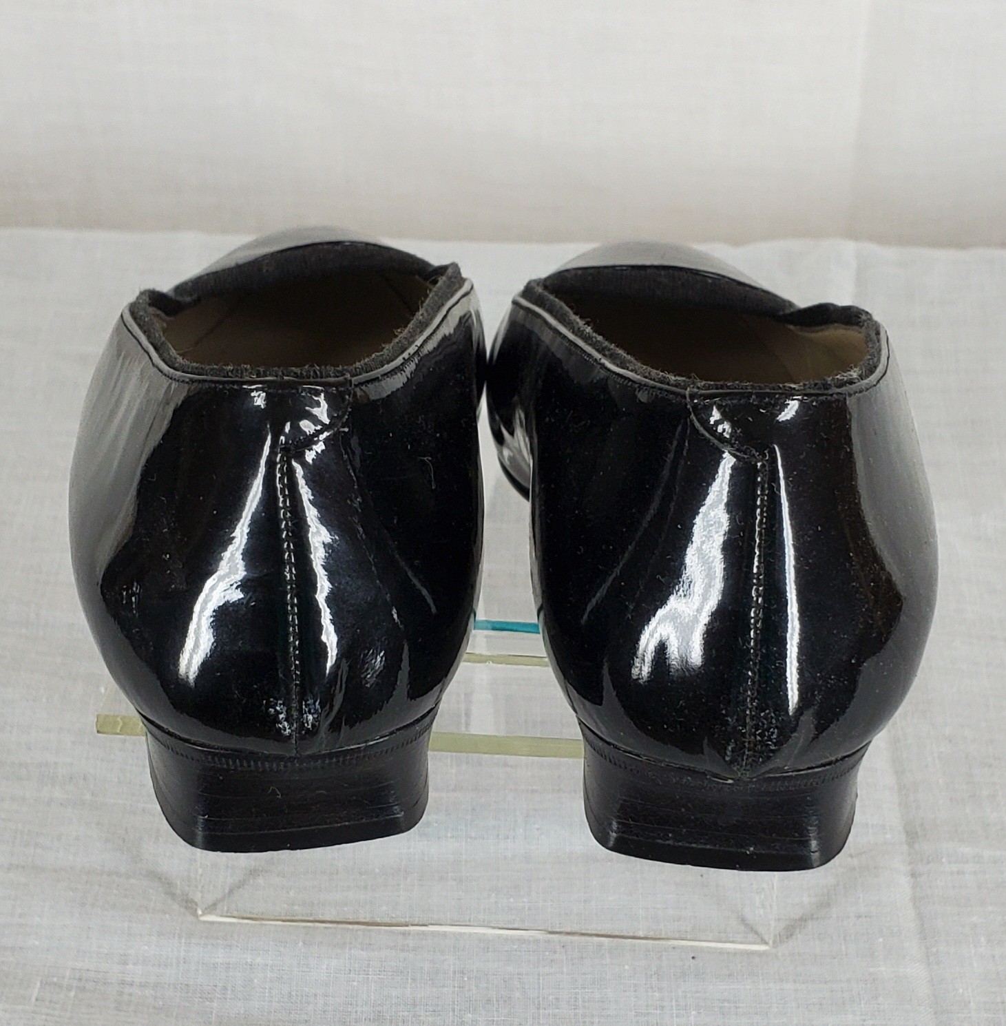 Vtg Bally black patent leather pumps flats shoes Size 6.5 M Italy 9.75in x 3in