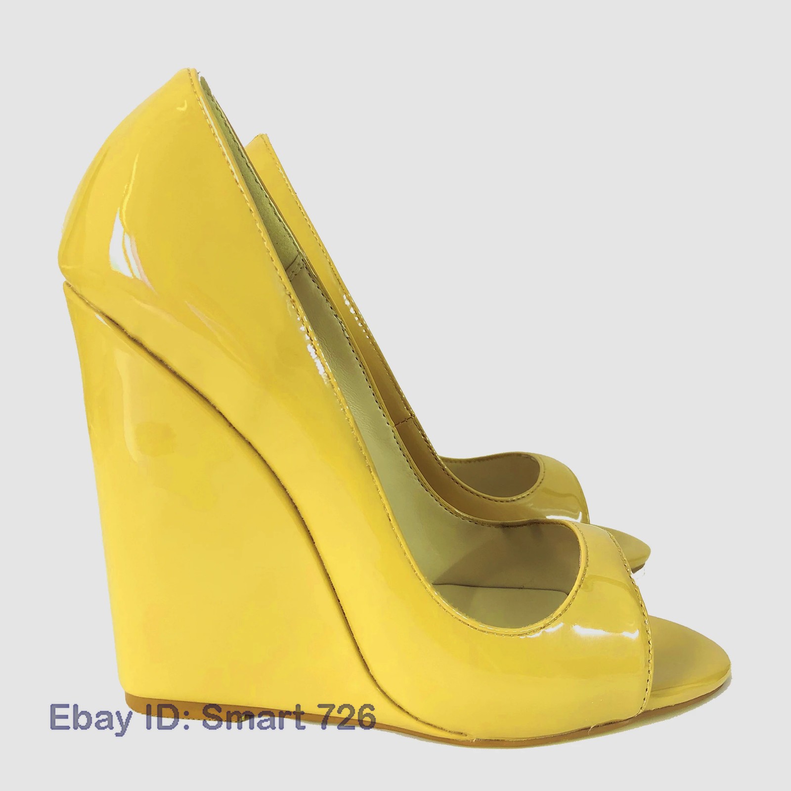 Women Wedge Sandals Peep Toe High Heels Patent Leather Pumps Party Shoes