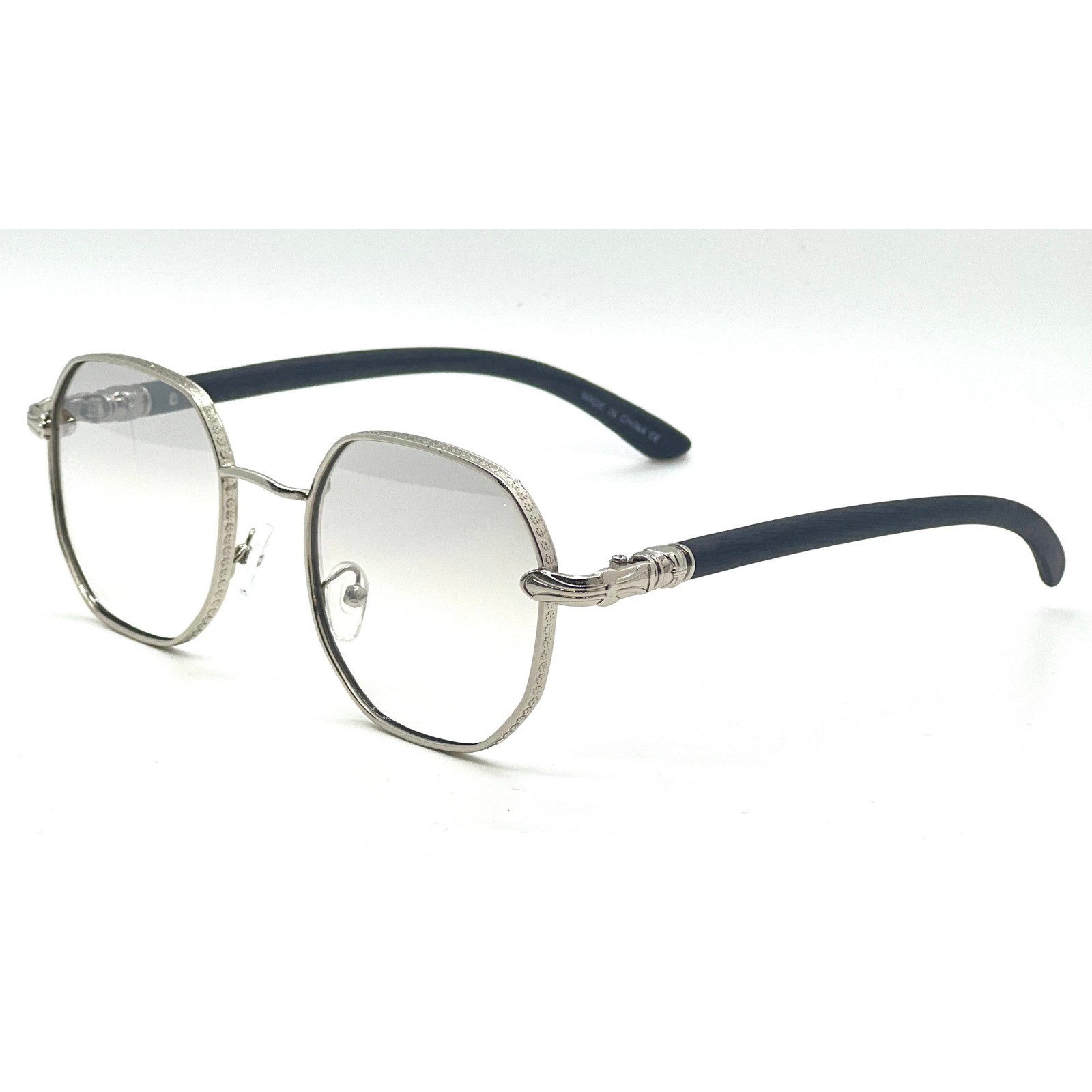 Hip Hop Sunglasses Silver Frame Clear Tinted Lens Fashion Eyewear Party Outdoor