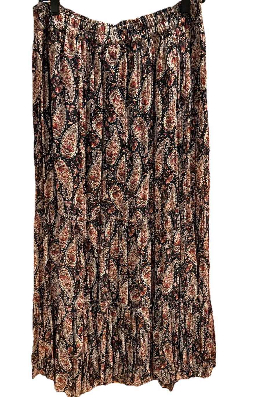 ZARA Boho Multicolor Tiered Paisley and Floral Chiffon Maxi Skirt Size M