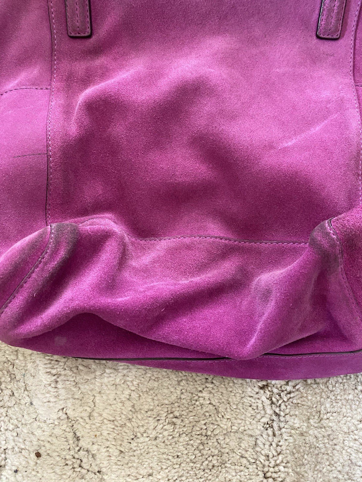 Michael Kors Fuchsia Suede Tote Bag Magnetic Closure Gold Hardware Tassel Charm